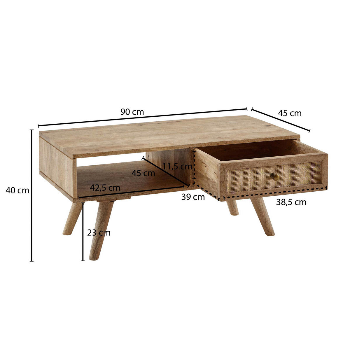 Couchtisch braun B/H/T: ca. 90x40x45 cm Couchtisch - braun (90,00/40,00/45,00cm) - Wohnling