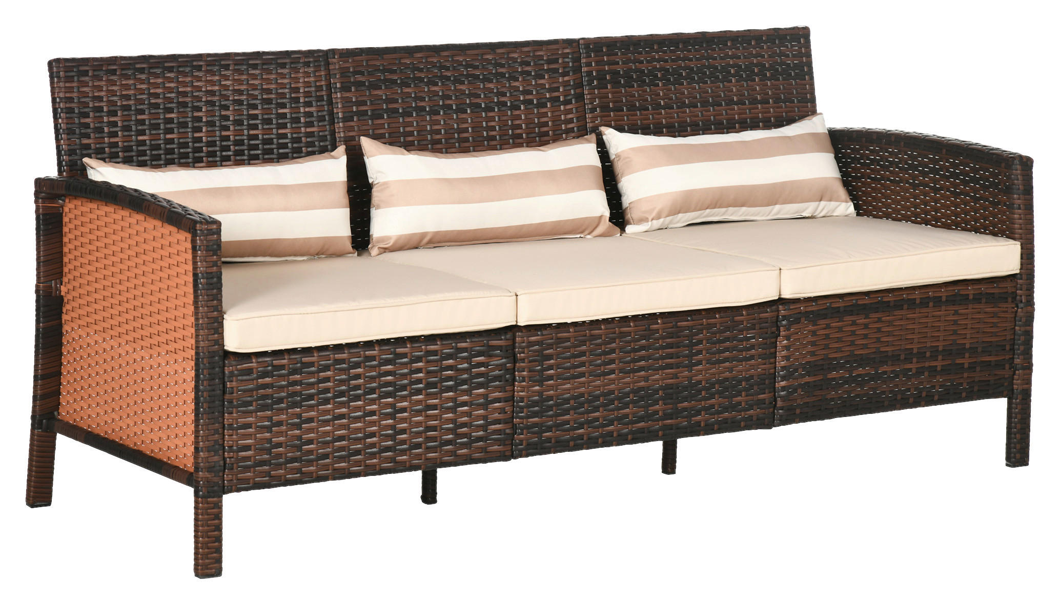 Outsunny Gartensofa braun Stahl B/H/L: ca. 68x78x173 cm Gartensofa - braun (173,00/68,00/78,00cm) - Outsunny