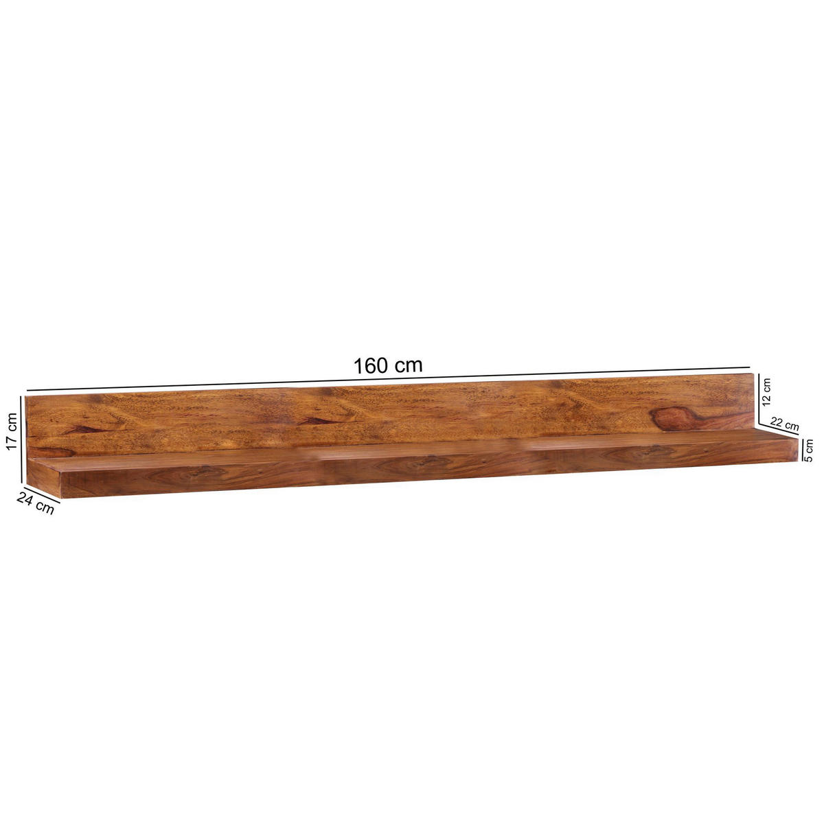 Wandregal natur B/H/T: ca. 160x17x24 cm Wandregal - natur (160,00/17,00/24,00cm) - Wohnling