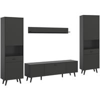 Wohnwand LINEA grau schwarz B/H/T: ca. 331x195x40 cm LINEA - schwarz/grau (331,00/195,00/40,00cm) - xonox.home