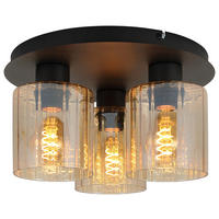 Deckenleuchte schwarz amber Glas Metall H/D: ca. 18,5x32 cm E27 3 Brennstellen Deckenleuchte_Pim - schwarz/amber (32,00/18,50cm)