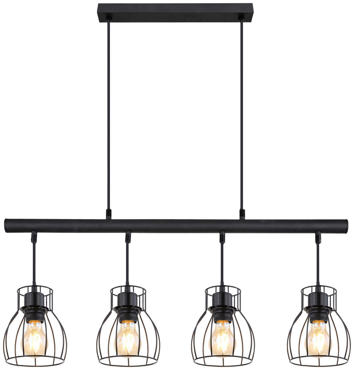 GLOBO LED-Pendelleuchte mattschwarz Metall B/H/T: ca. 14x120x77 cm 4.0 Brennstellen MINA - mattschwarz (14,00/120,00/77,00cm) - GLOBO