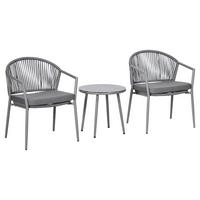 Outsunny Bistro-Set hellgrau Stahl B/H/L: ca. 62x78x58 cm Bistro-Set - hellgrau (58,00/62,00/78,00cm) - Outsunny