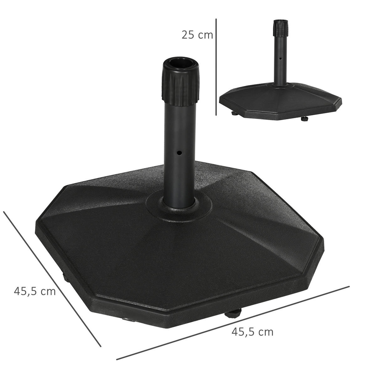 Outsunny Sonnenschirmständer schwarz Polyethylen B/H/L: ca. 46x39x46 cm Sonnenschirmständer - schwarz (46,00/46,00/39,00cm) - Outsunny