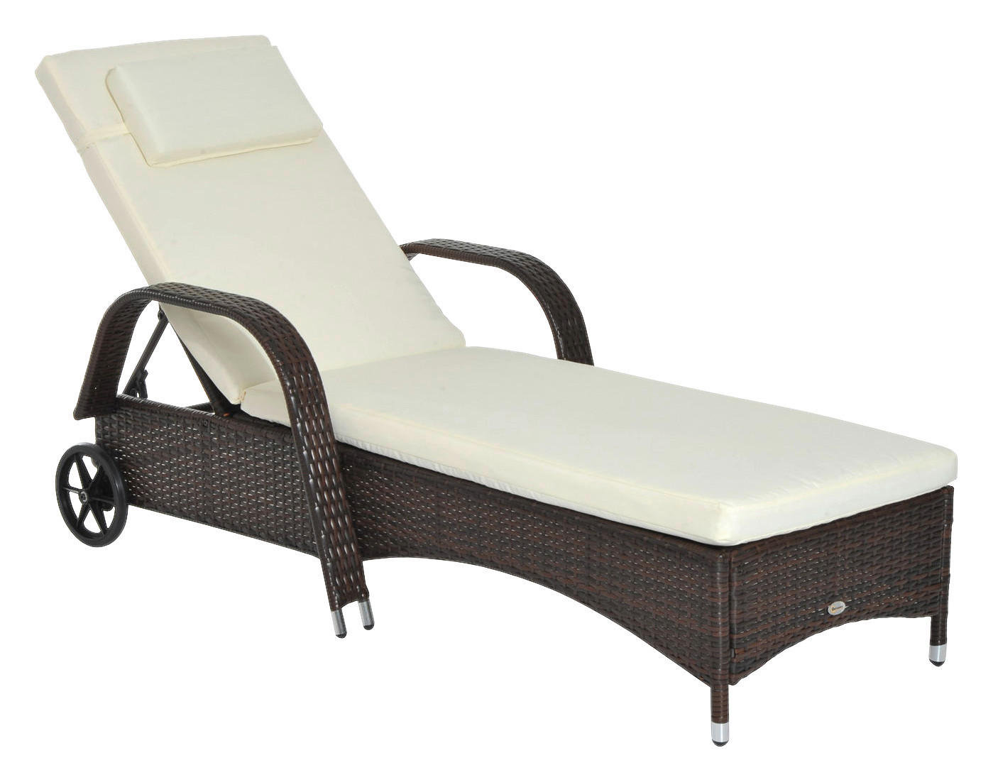 Outsunny Sonnenliege braun Metall B/H/L: ca. 73x103x200 cm Mobile_Rattanliege - braun/beige (200,00/73,00/103,00cm) - Outsunny
