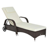 Outsunny Sonnenliege braun Metall B/H/L: ca. 73x103x200 cm Mobile_Rattanliege - braun/beige (200,00/73,00/103,00cm) - Outsunny