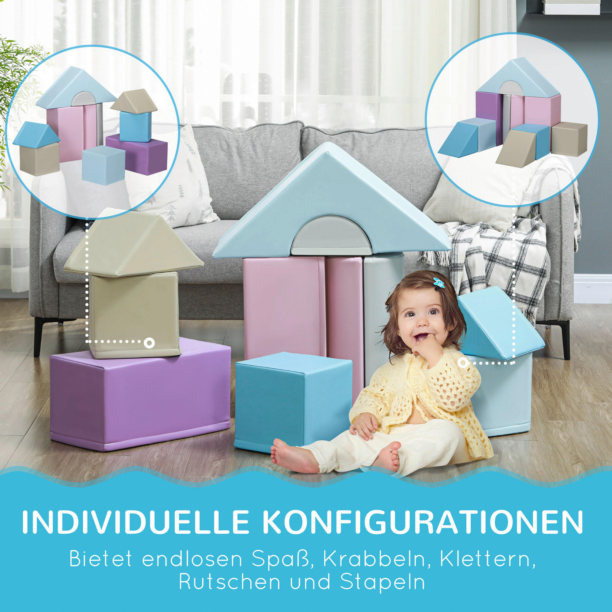 HOMCOM Bausteinset B/H/L: ca. 25x50x25 cm Bausteinset - multicolor (25,00/25,00/50,00cm) - HOMCOM