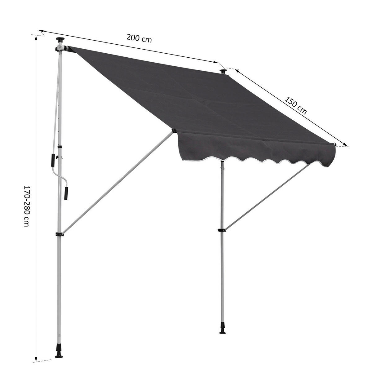 Klemm-Markise grau B/L: ca. 200x150 cm Klemmmarkise - grau (200,00/150,00cm) - Outsunny