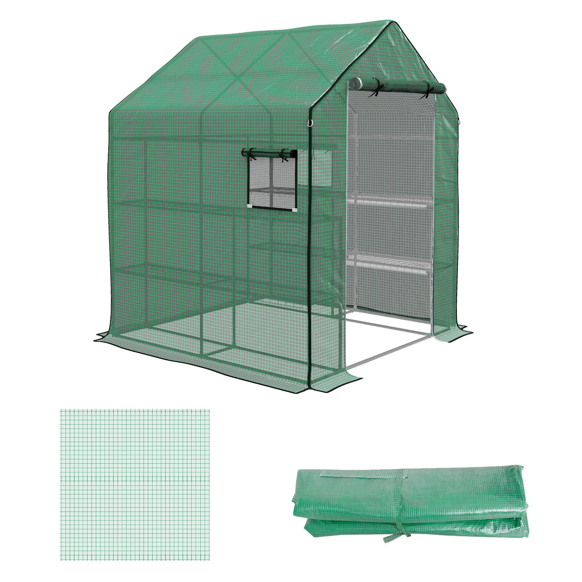 Outsunny Gewächshausfolie B/H/L: ca. 143x190x140 cm Gewächshausfolie - grün (140,00/143,00/190,00cm) - Outsunny