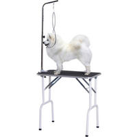 PawHut Tier-Zubehör schwarz Edelstahl B/H/L: ca. 48x81x80 cm Trimmtisch - weiß/schwarz (80,00/48,00/81,00cm) - PawHut