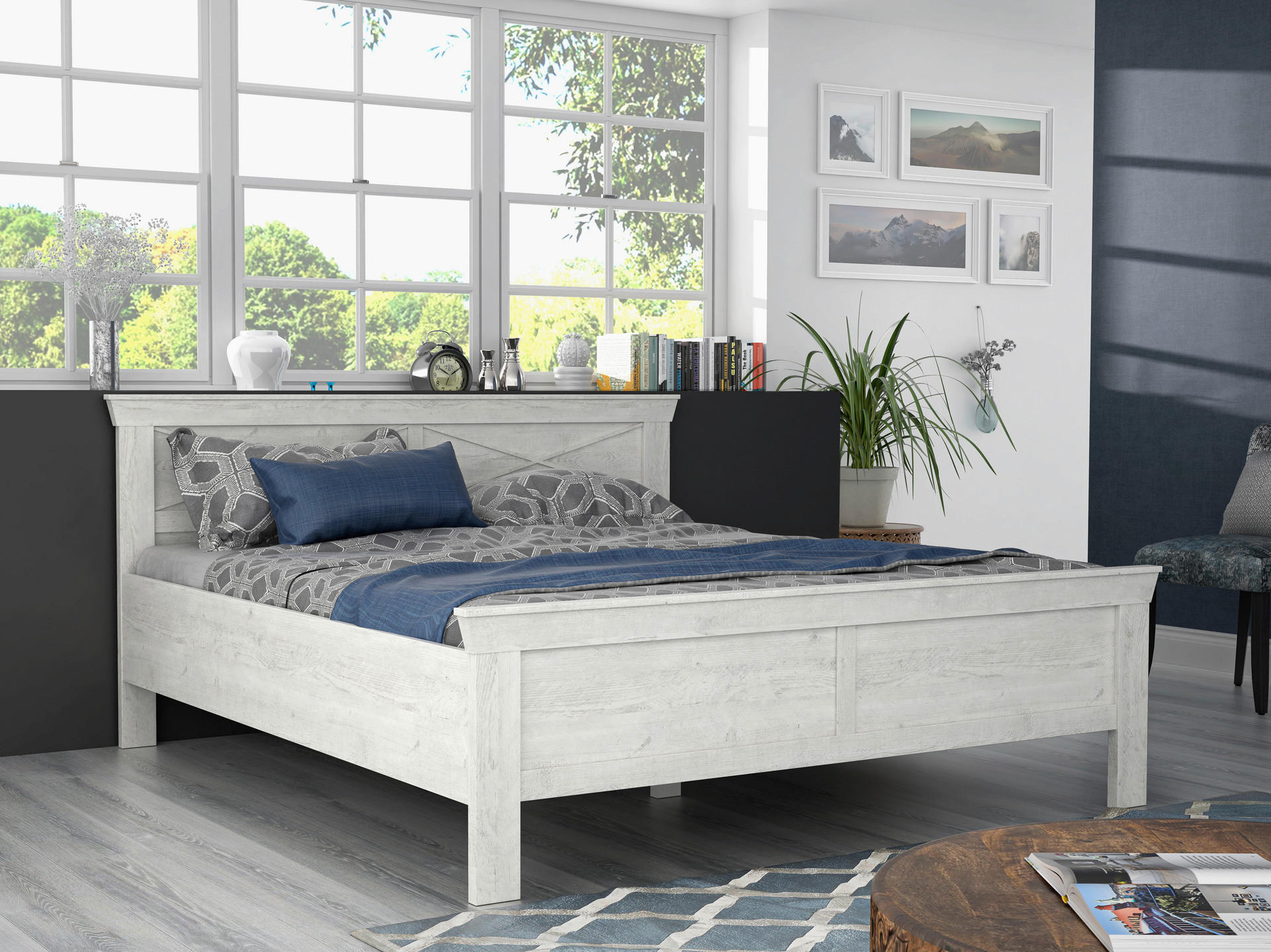 Bett  weiß Pinie Nachbildung Liegefläche B/L: ca. 180x200 cm Kashmir_Bett KSML181-D43 - weiß (180,00/200,00cm)