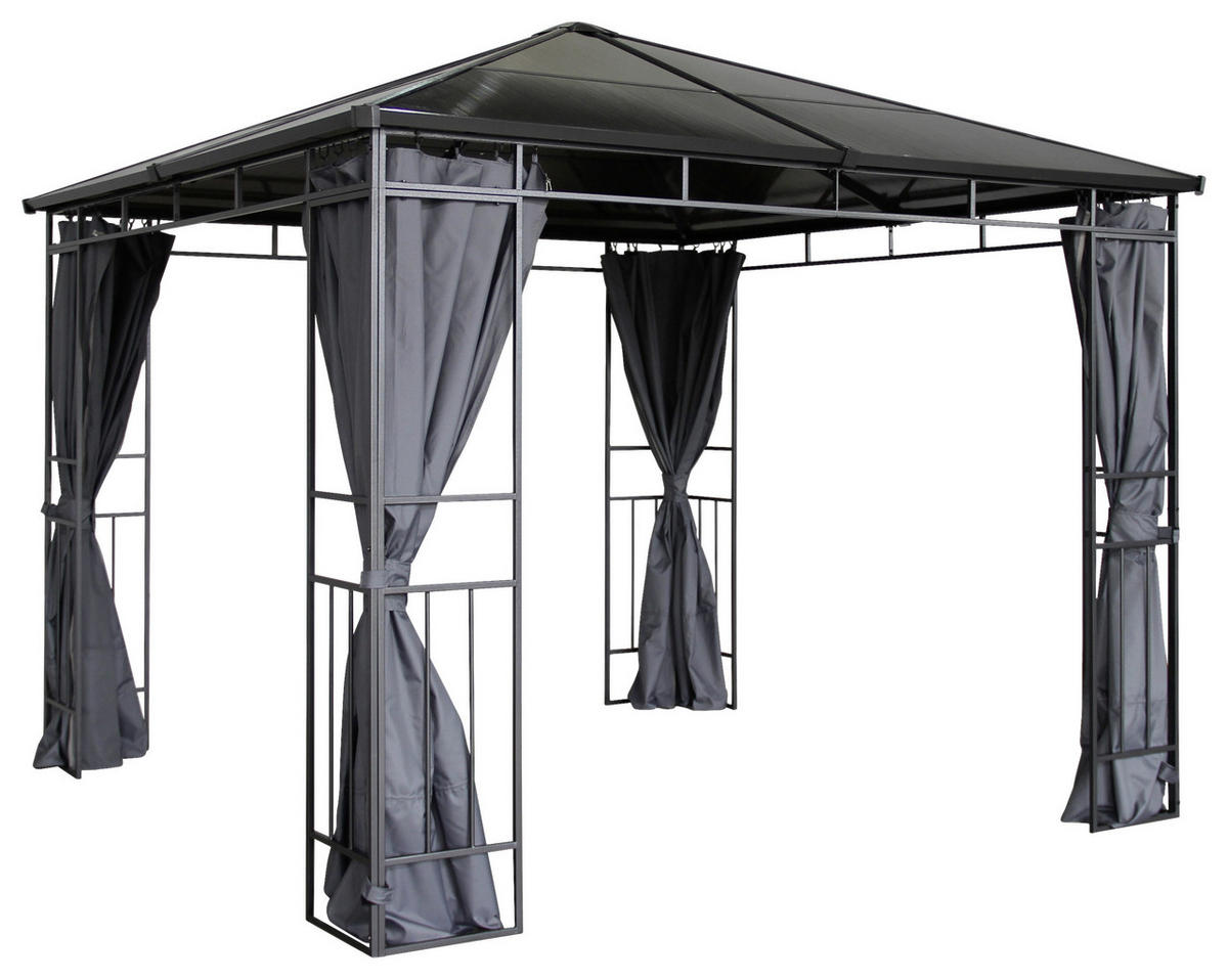 Grasekamp Hardtop-Pavillon Limone schwarz Stahl B/H/L: ca. 300x280x300 cm Limone - braun/schwarz (300,00/300,00/280,00cm) - Grasekamp