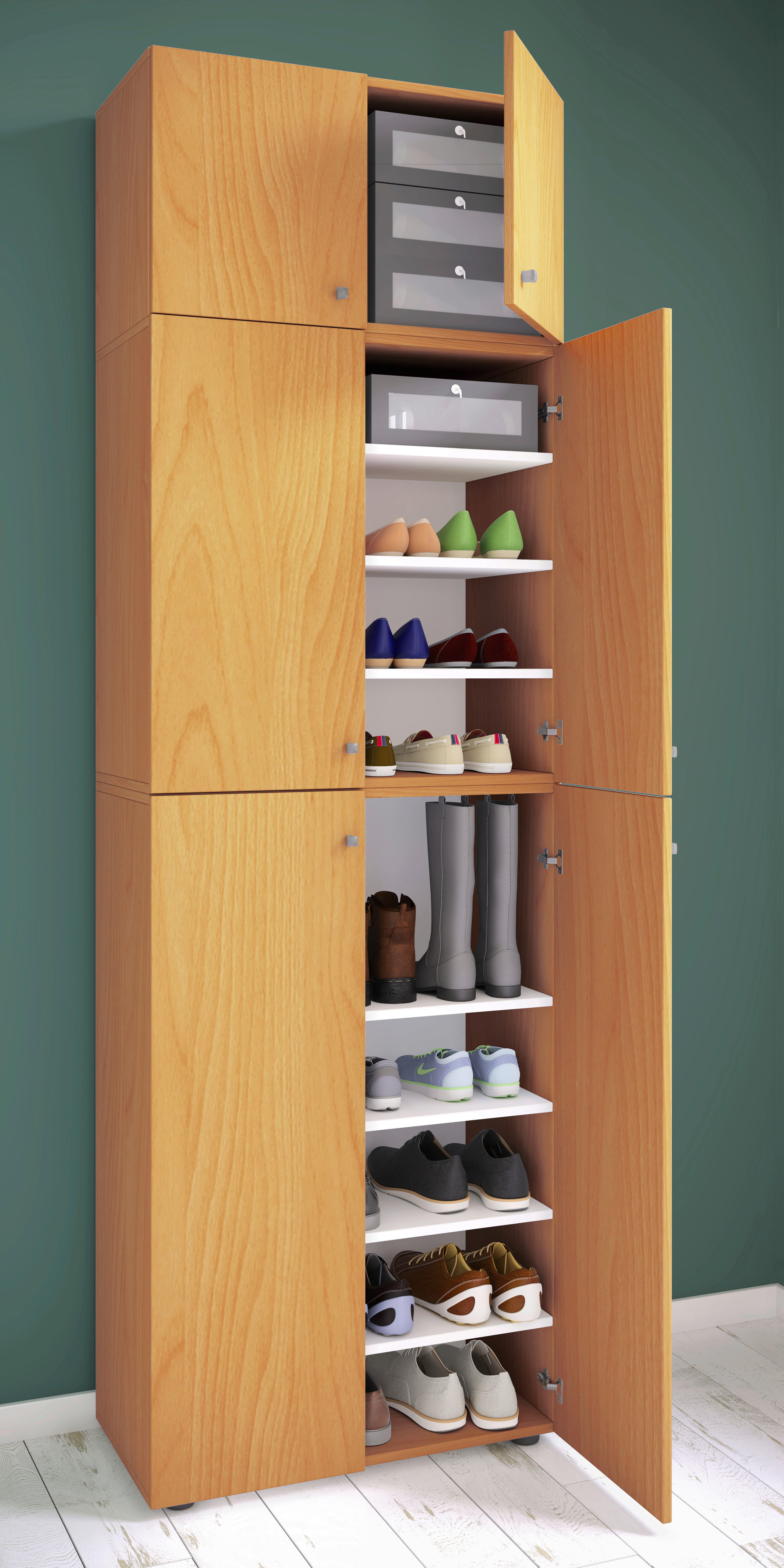 Schuhschrank Lona buche Nachbildung weiß B/H/T: ca. 70x223x39 cm Lona - weiß/buche (70,00/223,00/39,00cm) - VCM Möbel