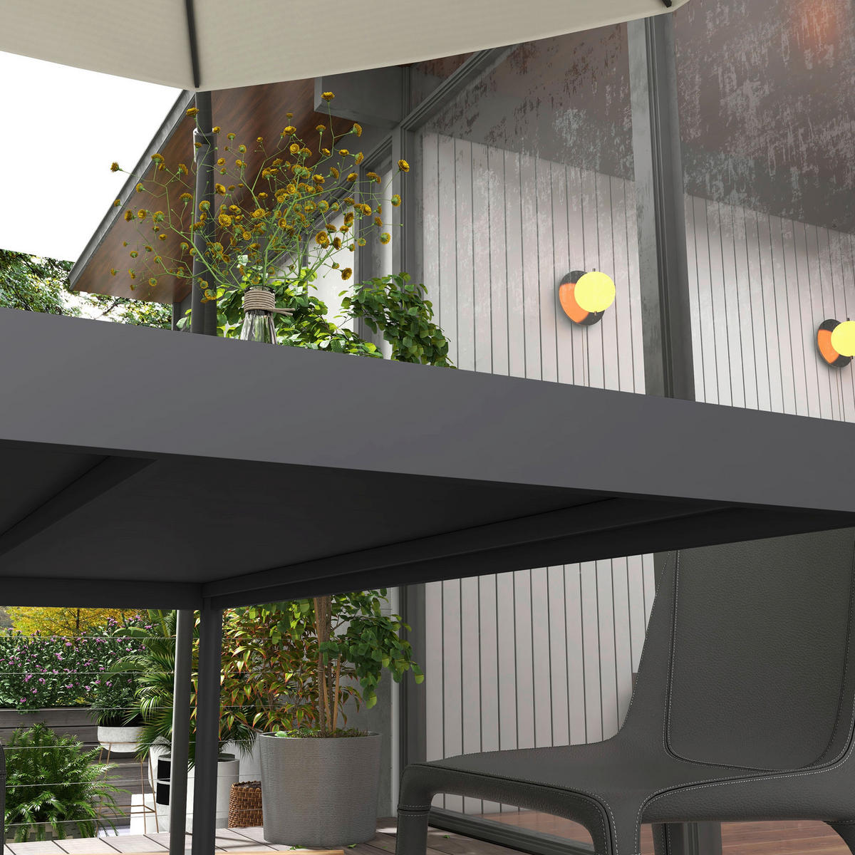 Outsunny Gartentisch dunkelgrau Aluminium B/H/L: ca. 90x74x145 cm Gartentisch - dunkelgrau (145,00/90,00/74,00cm) - Outsunny