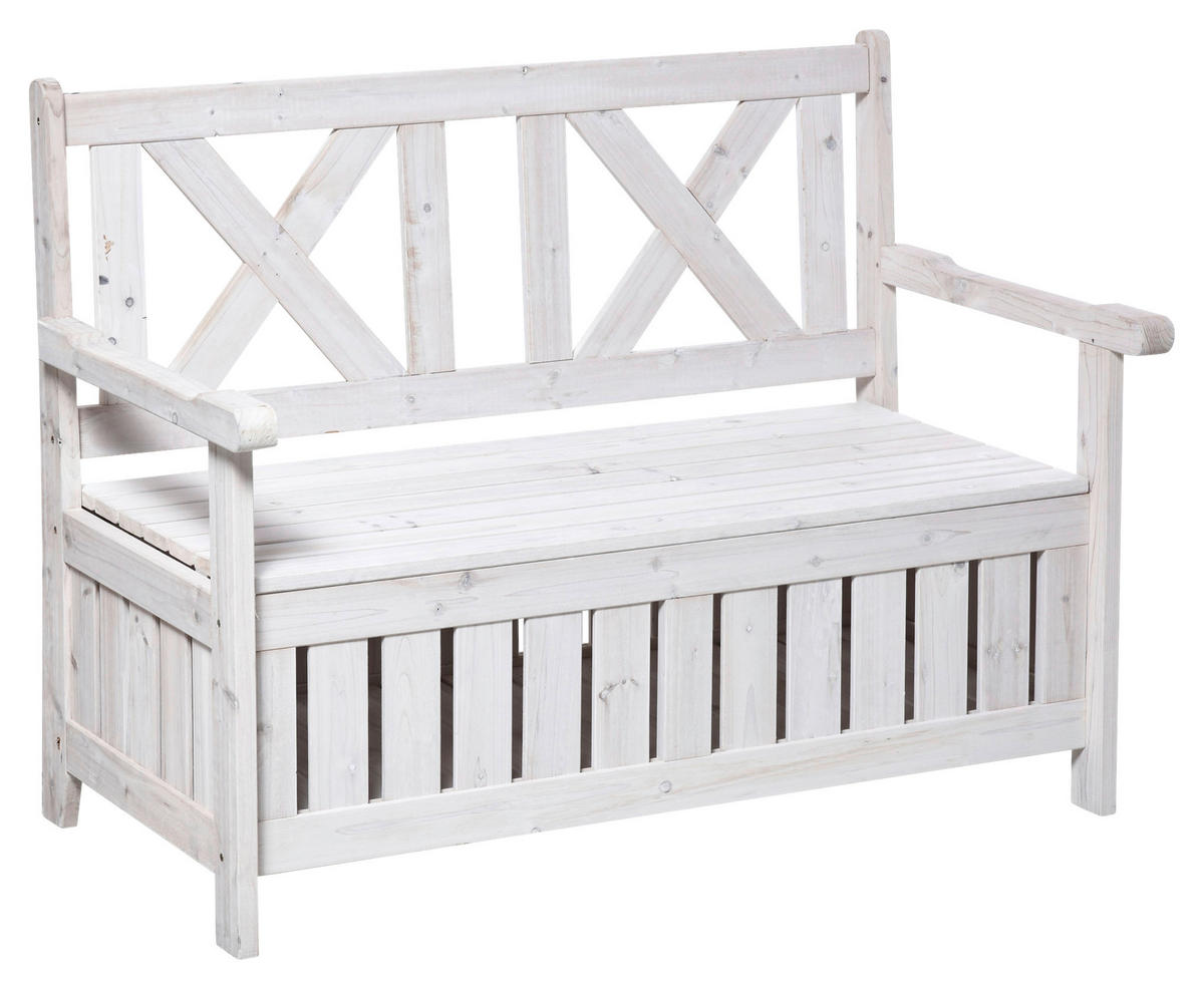 Outsunny Gartenbank weiß Holz B/H/L: ca. 61x85x115 cm Gartenbank - weiß (115,00/61,00/85,00cm) - Outsunny