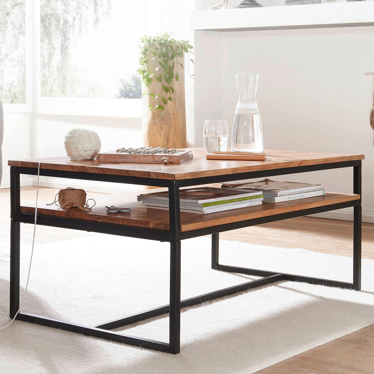 Couchtisch braun B/H/T: ca. 60x45x100 cm Couchtisch - braun (60,00/45,00/100,00cm) - Wohnling