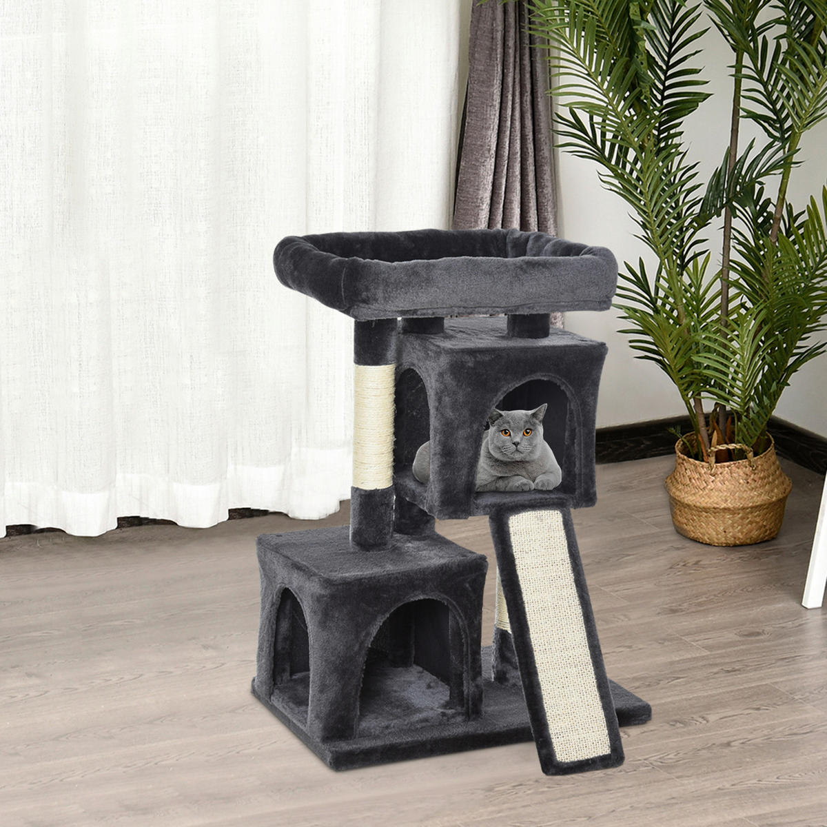 PawHut Kratzbaum dunkelgrau Spanplatte B/H/L: ca. 39x83x59 cm Kratzbaum - dunkelgrau (59,00/39,00/83,00cm) - PawHut