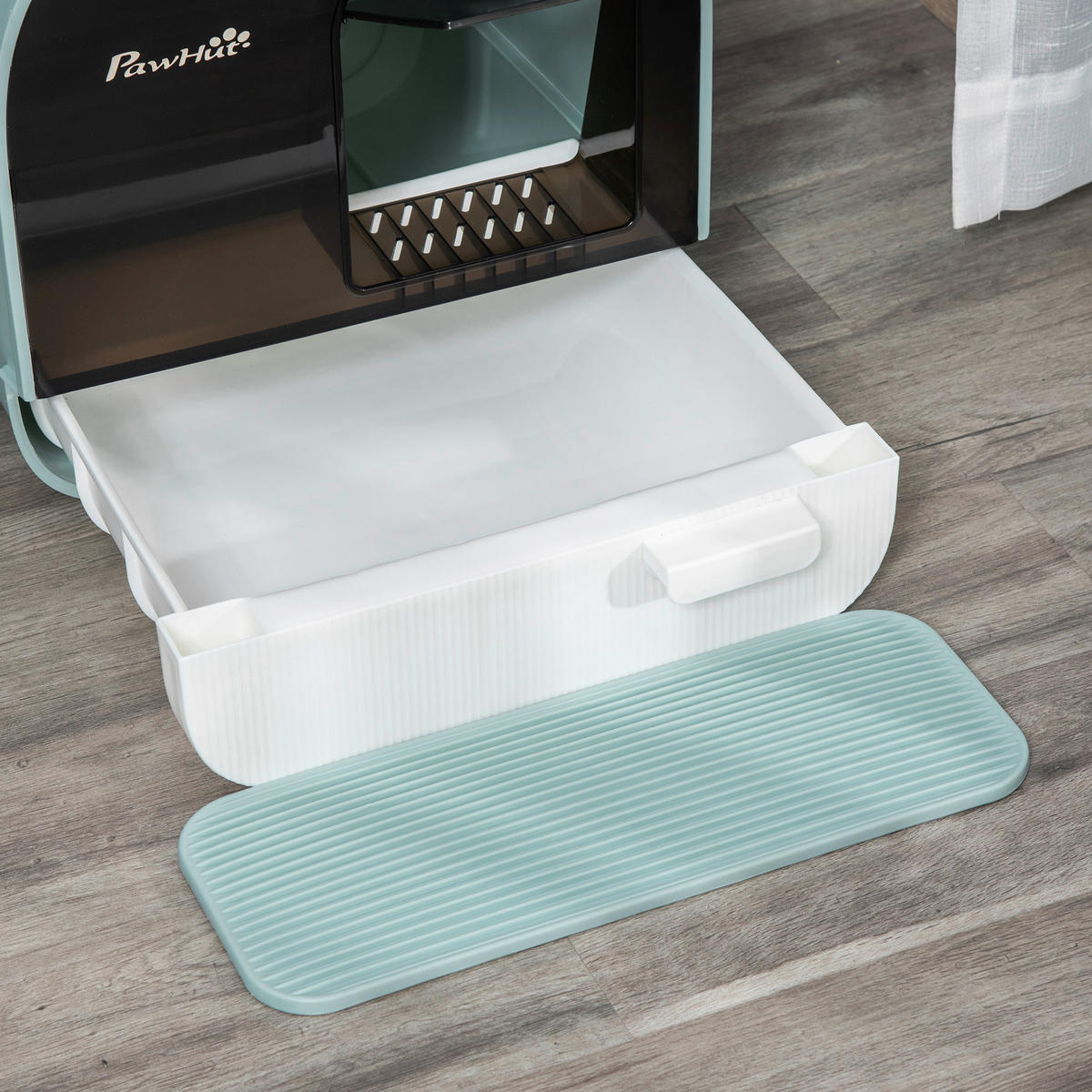 PawHut Katzentoilette grün Kunststoff B/H/L: ca. 44x47x43 cm Katzentoilette - grün (43,00/44,00/47,00cm) - PawHut