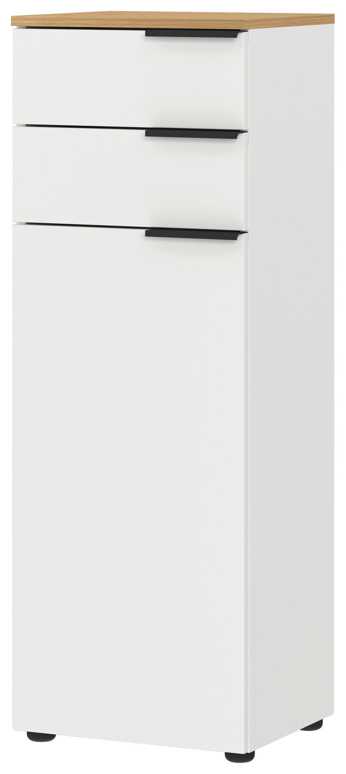 Schrank 6006-633 weiß Eiche Navarra Nachbildung B/H/T: ca. 39x111x34 cm 6006-633 - Eiche/weiß (39,00/111,00/34,00cm) - Germania