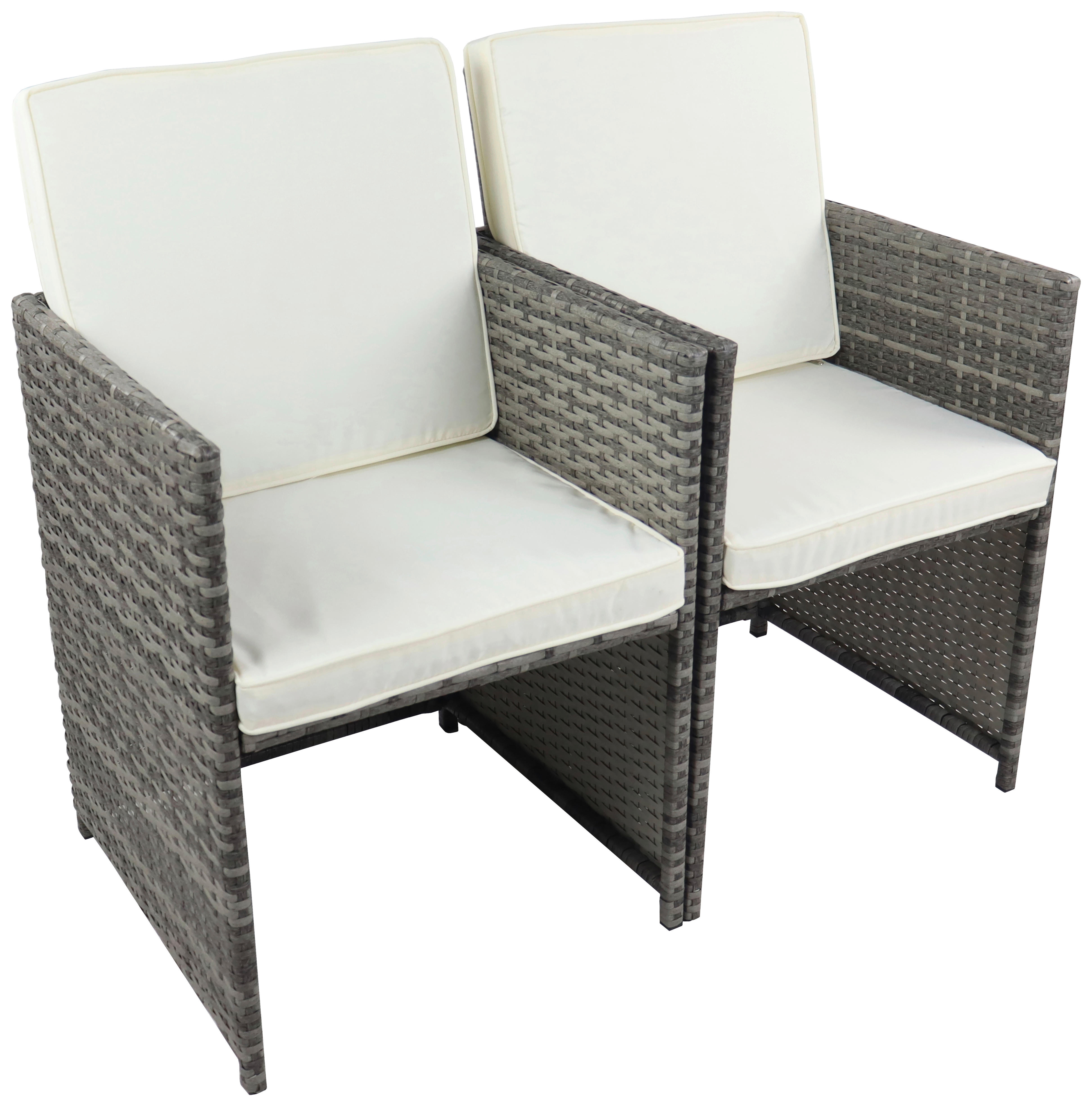 VCM Gartenstuhl 2er Set grau Rattan B/H/L: ca. 53x84x53 cm Gartenstuhl 2er Set Raloso - grau (53,00/53,00/84,00cm) - VCM