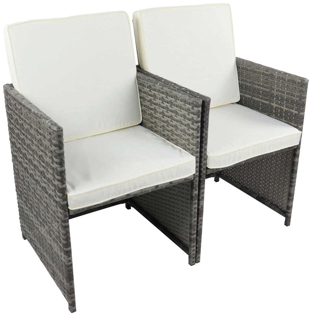 VCM Gartenstuhl 2er Set grau Rattan B/H/L: ca. 53x84x53 cm Gartenstuhl 2er Set Raloso - grau (53,00/53,00/84,00cm) - VCM