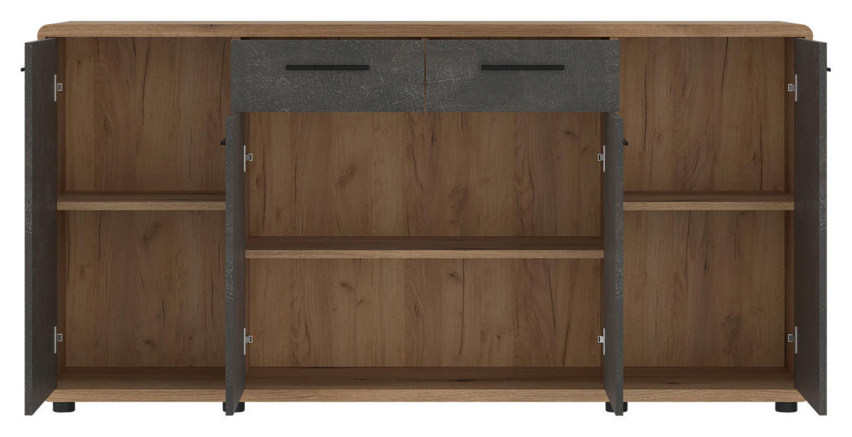 Kommode Fontana Eiche Evoke Coast Nachbildung Beton dunkel Optik B/H/T: ca. 174x87x40 cm Fontana - Eiche/Beton (174,00/87,00/40,00cm)