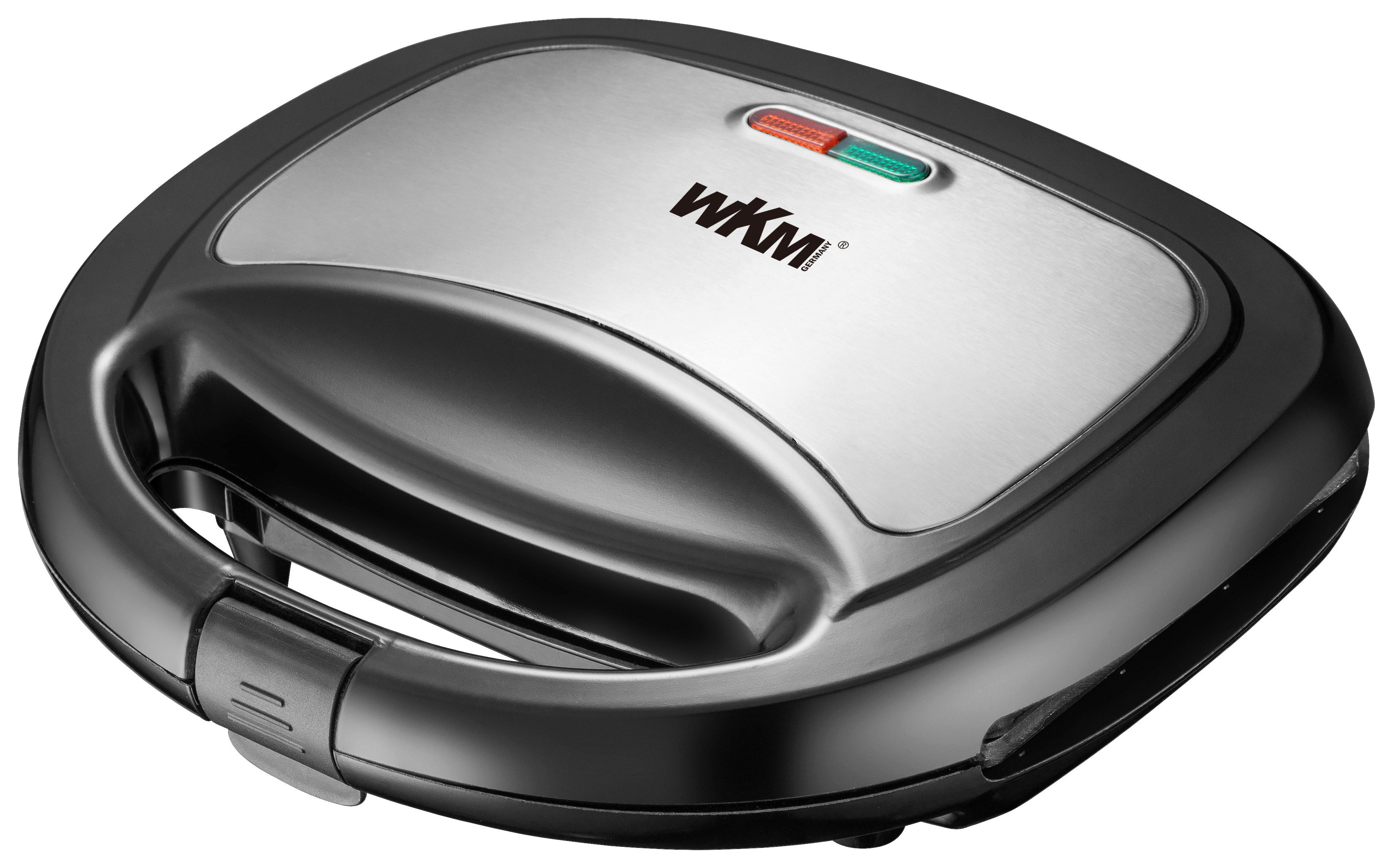 WKM Sandwichtoaster ST-850.1 schwarz stahlfarbig Kunststoff Metall B/H/T: ca. 23,5x7,7x21 cm Sandwich-Toaster ST-850.1 - schwarz/stahlfarbig (23,50/7,70/21,00cm) - WKM