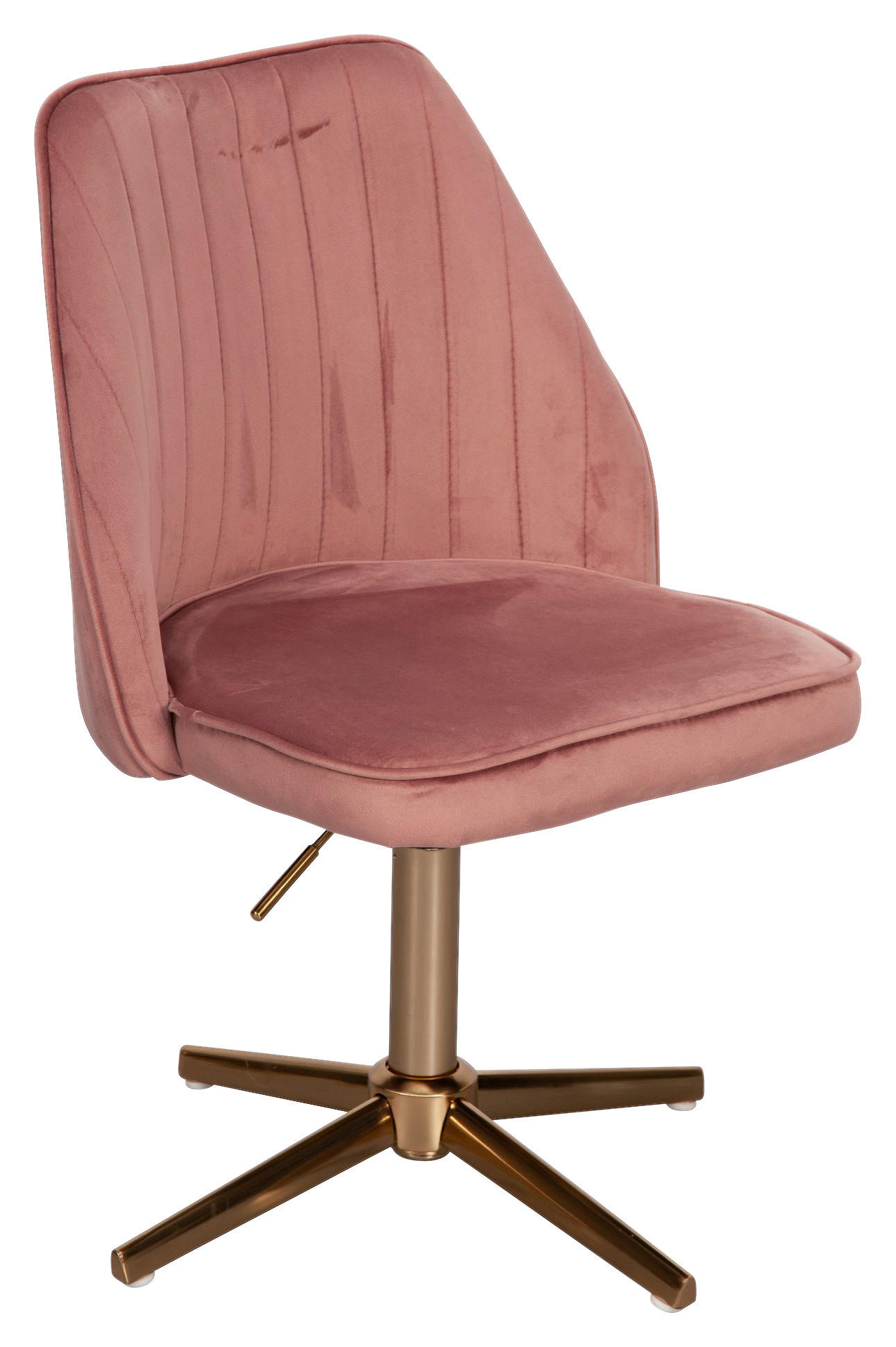 Drehstuhl rosa gold Stoff Eisen Drehstuhl - gold/rosa (60,00/80,00/60,00cm) - Wohnling