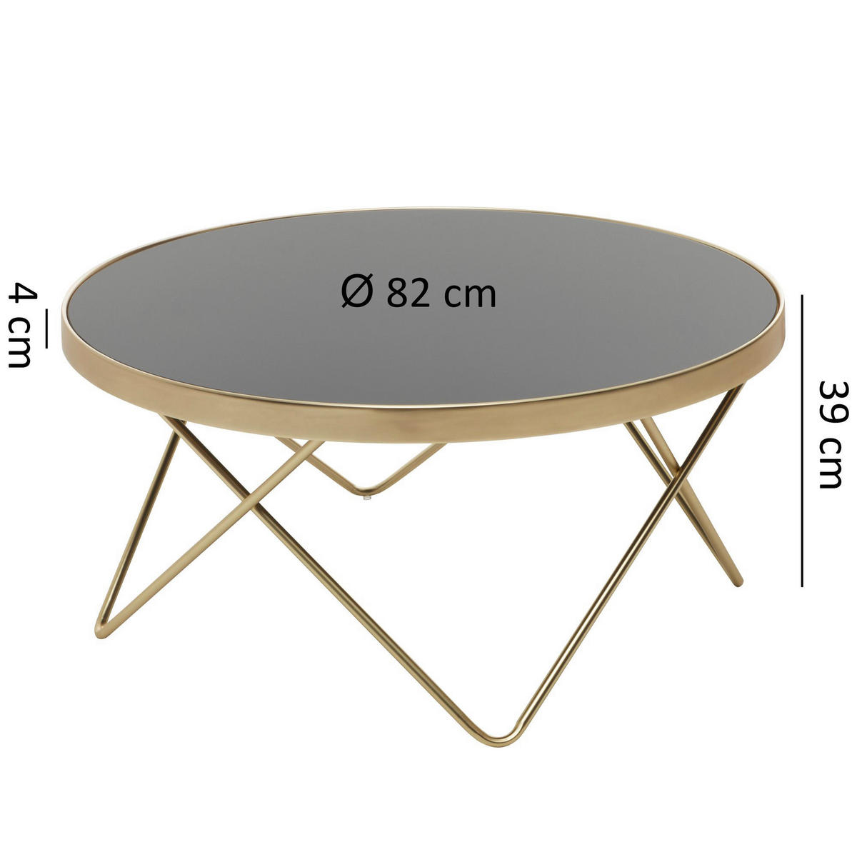Couchtisch schwarz gold Lack matt H/D: ca. 39x82 cm Couchtisch - gold/schwarz (82,00/39,00cm) - Wohnling
