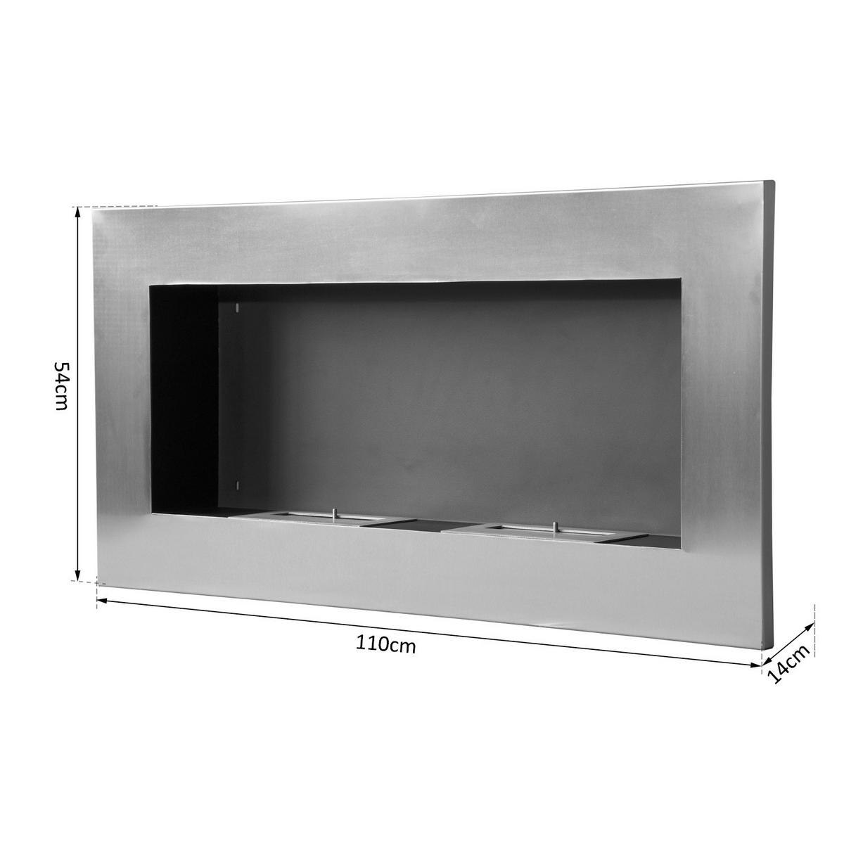 HOMCOM Wandkamin silber Edelstahl B/H/T: ca. 110x54x14 cm Wandkamin - silber (110,00/54,00/14,00cm) - HOMCOM