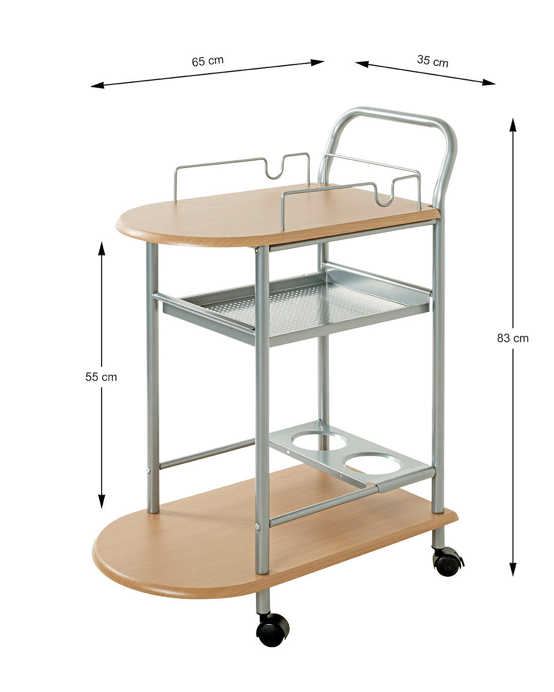 Küchenwagen  buche Nachbildung Metall B/H/T: ca. 65x83x35 cm