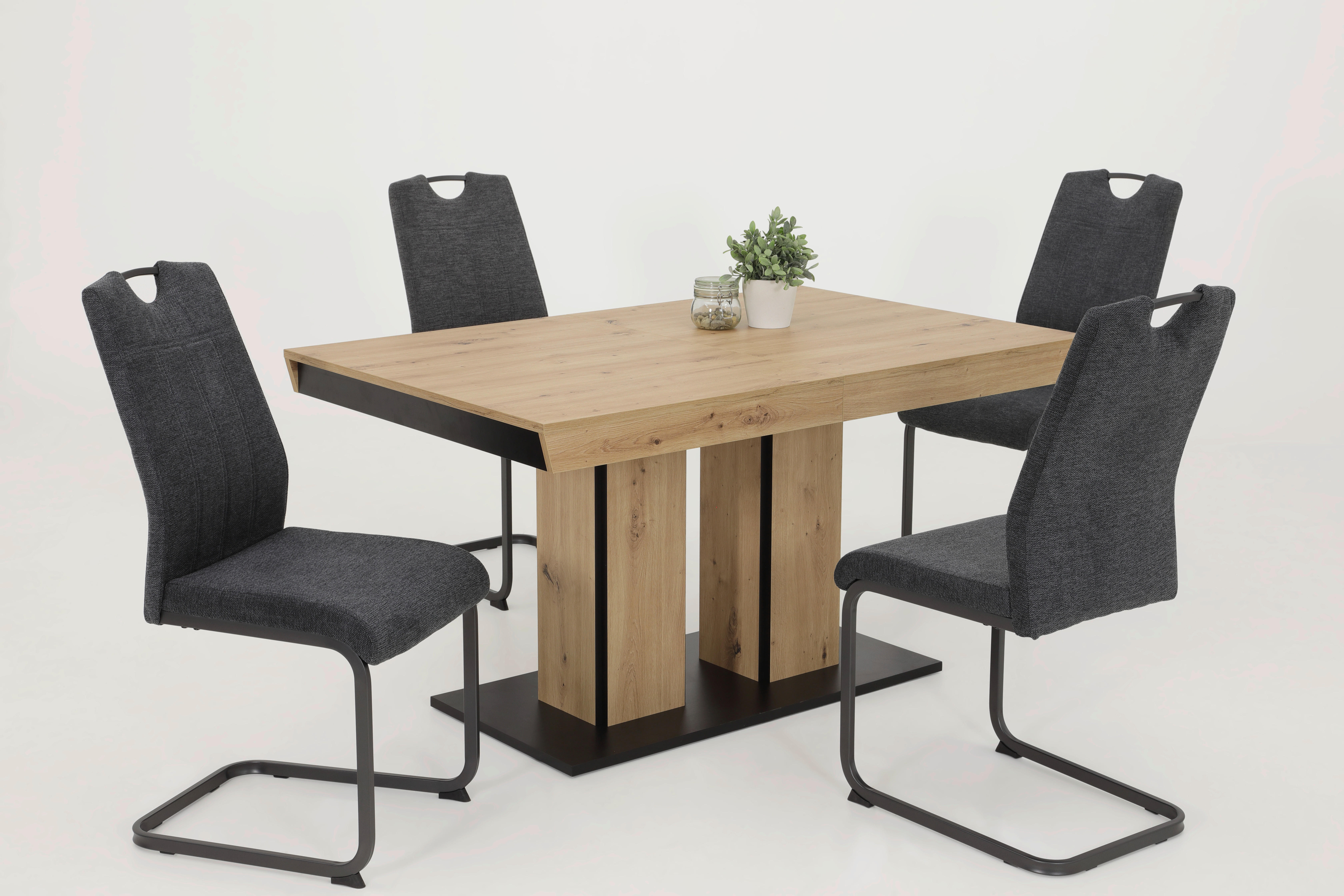Essgruppe Britta I Eiche anthrazit Holzwerkstoff B/H/T: ca. 220x76x90 cm Britta I - Eiche/anthrazit (220,00/76,00/90,00cm) - Hela