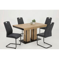 Essgruppe Britta I Eiche anthrazit Holzwerkstoff B/H/T: ca. 220x76x90 cm Britta I - Eiche/anthrazit (220,00/76,00/90,00cm) - Hela