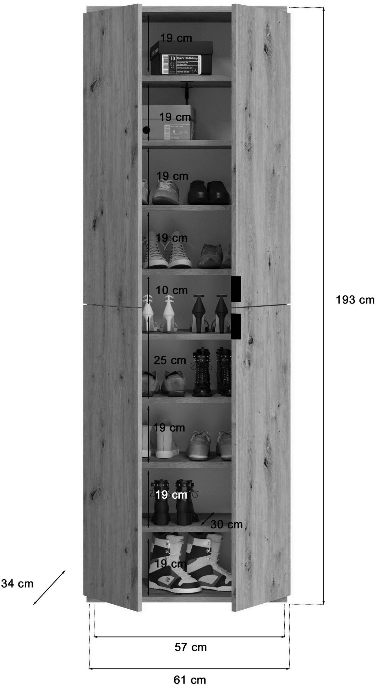 Garderobe PROJEKT Eiche Artisan Nachbildung B/H/T: ca. 152x193x34 cm PROJEKT - Eiche (152,00/193,00/34,00cm) - xonox.home