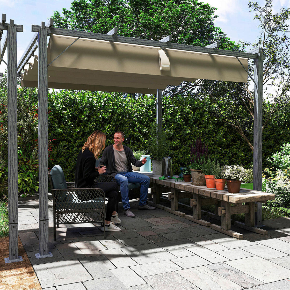 Outsunny Pergola grau Aluminium B/H/L: ca. 296x232x299 cm Pergola - grau (299,00/296,00/232,00cm) - Outsunny