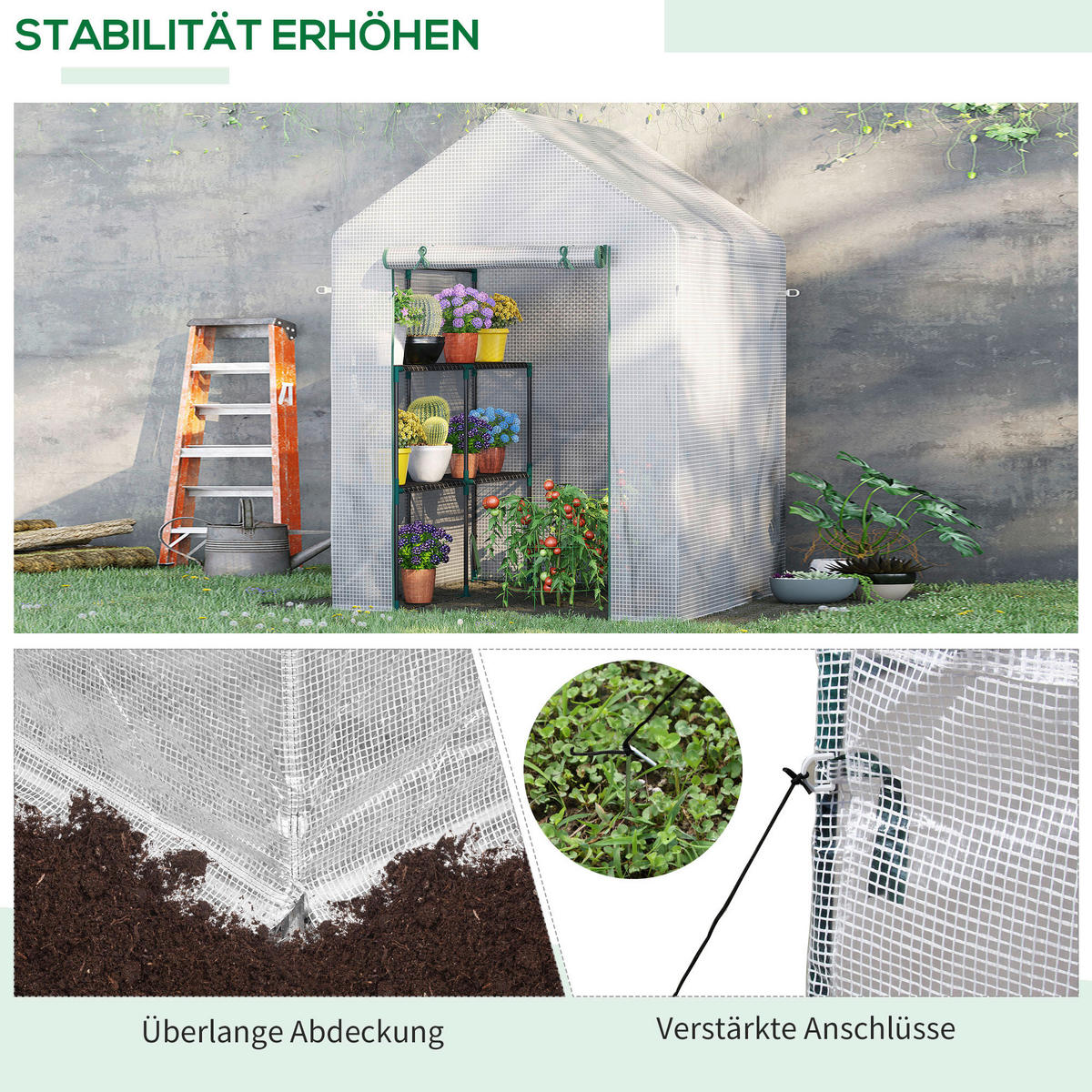 Outsunny Gewächshaus B/H/L: ca. 143x195x143 cm Gewächshaus - weiß (143,00/143,00/195,00cm) - Outsunny