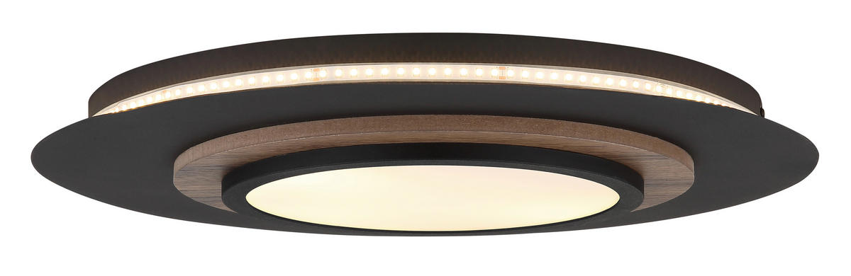 GLOBO Deckenleuchte mattschwarz Opal MDF Metall H/T/D: ca. 5,6x34x48 cm 1 Brennstellen Kory - Opal/mattschwarz (48,00/5,60cm) - GLOBO