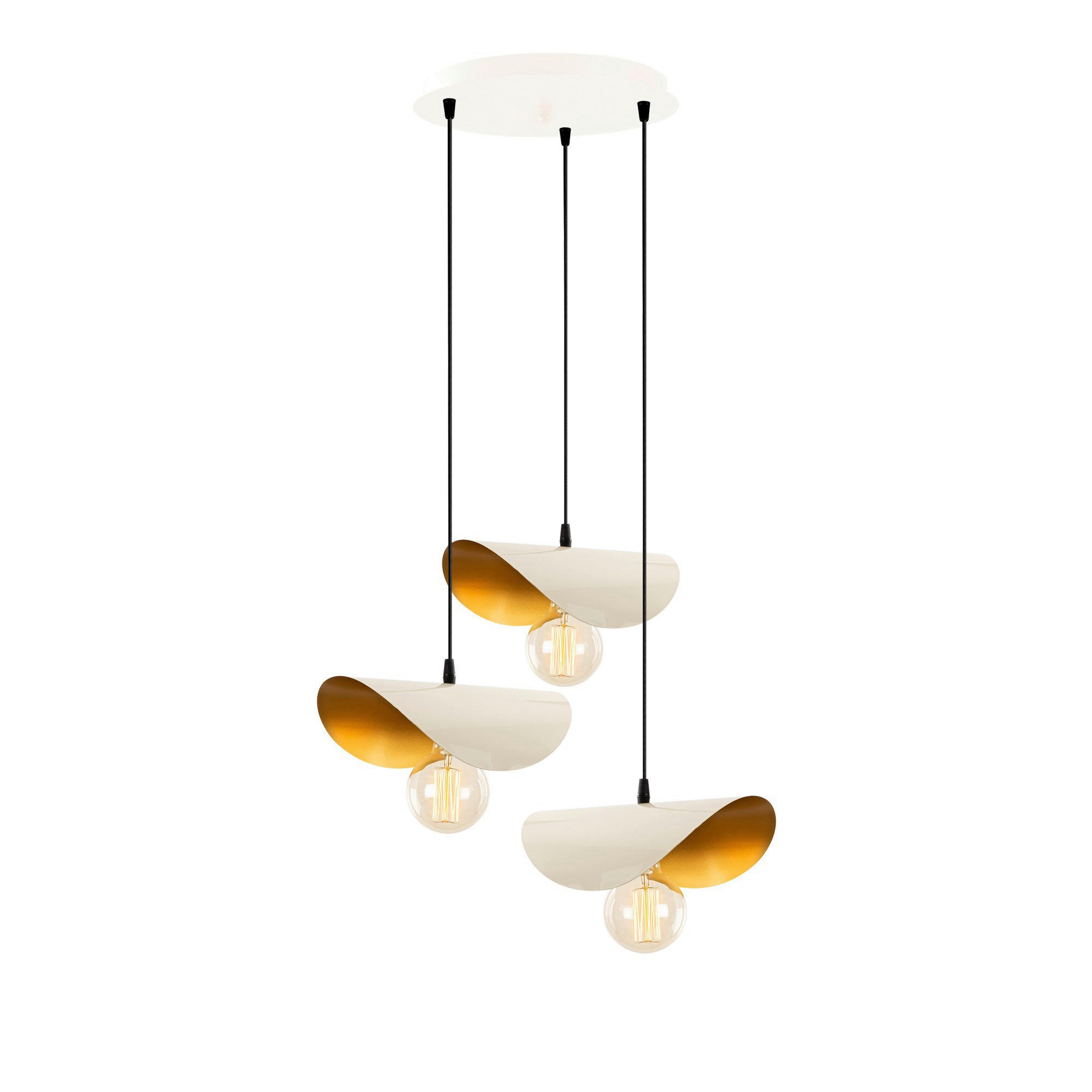 Opviq Pendelleuchte Sivani gold weiß Metall B/H/T/L/D: ca. 45x106x45x45x45 cm E27 3 Brennstellen Sivani - gold/weiß (45,00/45,00/106,00cm) - Opviq