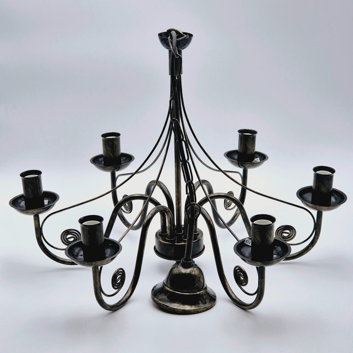 Lamkur Kronleuchter schwarz Stahl B/H/L: ca. 57x72x57 cm E14 6 Brennstellen DONATO - schwarz (57,00/57,00/72,00cm) - Lamkur