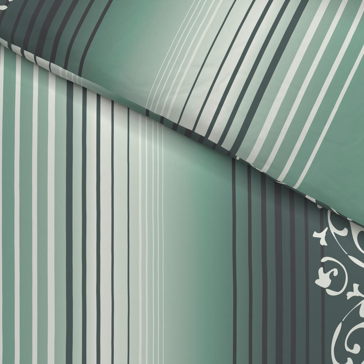 Baumwoll Bettwäsche Biber Bettwäsche_Biber Ranke 135x200cm - grün (135,00/200,00cm)