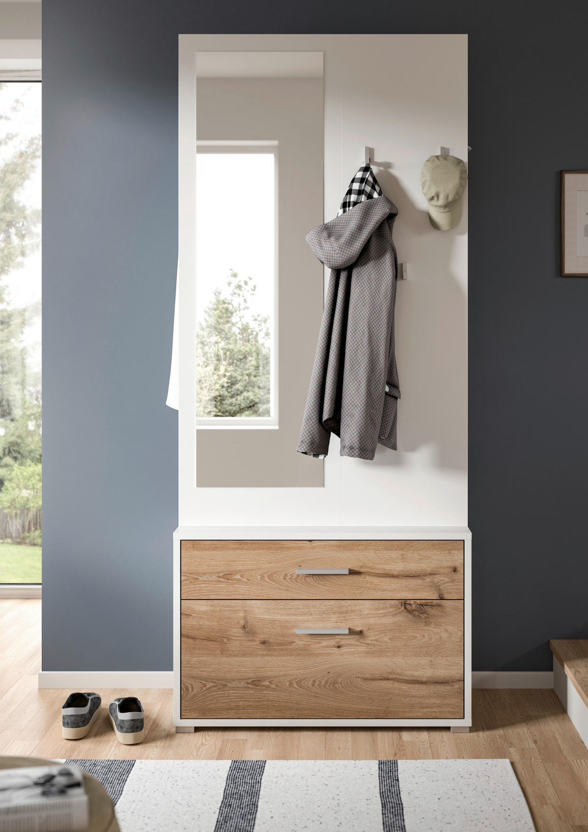Garderobe POLO weiß Nox Oak Nachbildung B/H/T: ca. 80x190x38 cm POLO - weiß (80,00/190,00/38,00cm) - xonox.home