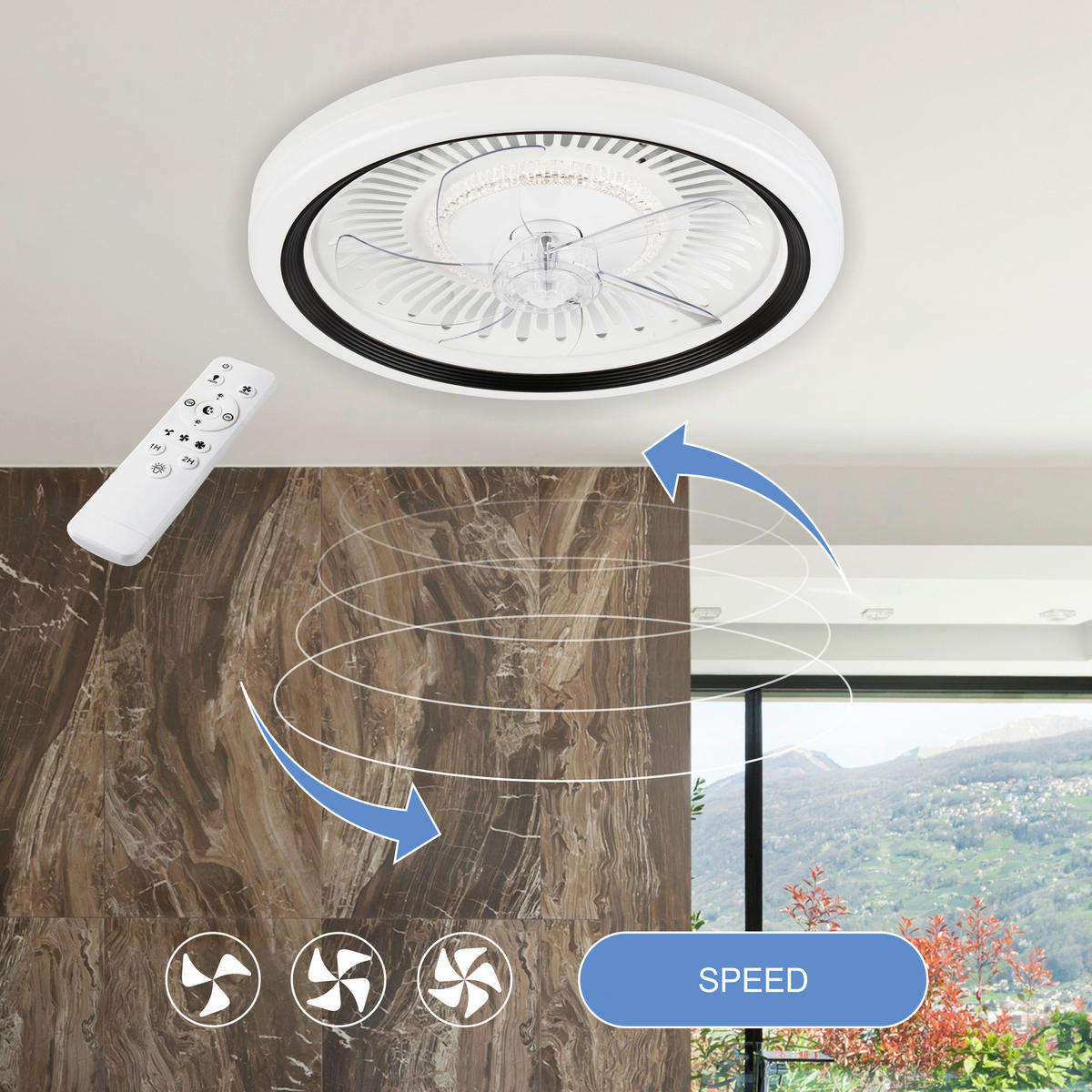 Lamkur LED-Deckenventilator FALCO 49908 schwarz weiß H/L: ca. 17x50 cm max. 40 W Falco - weiß/schwarz (50,00cm) - Lamkur