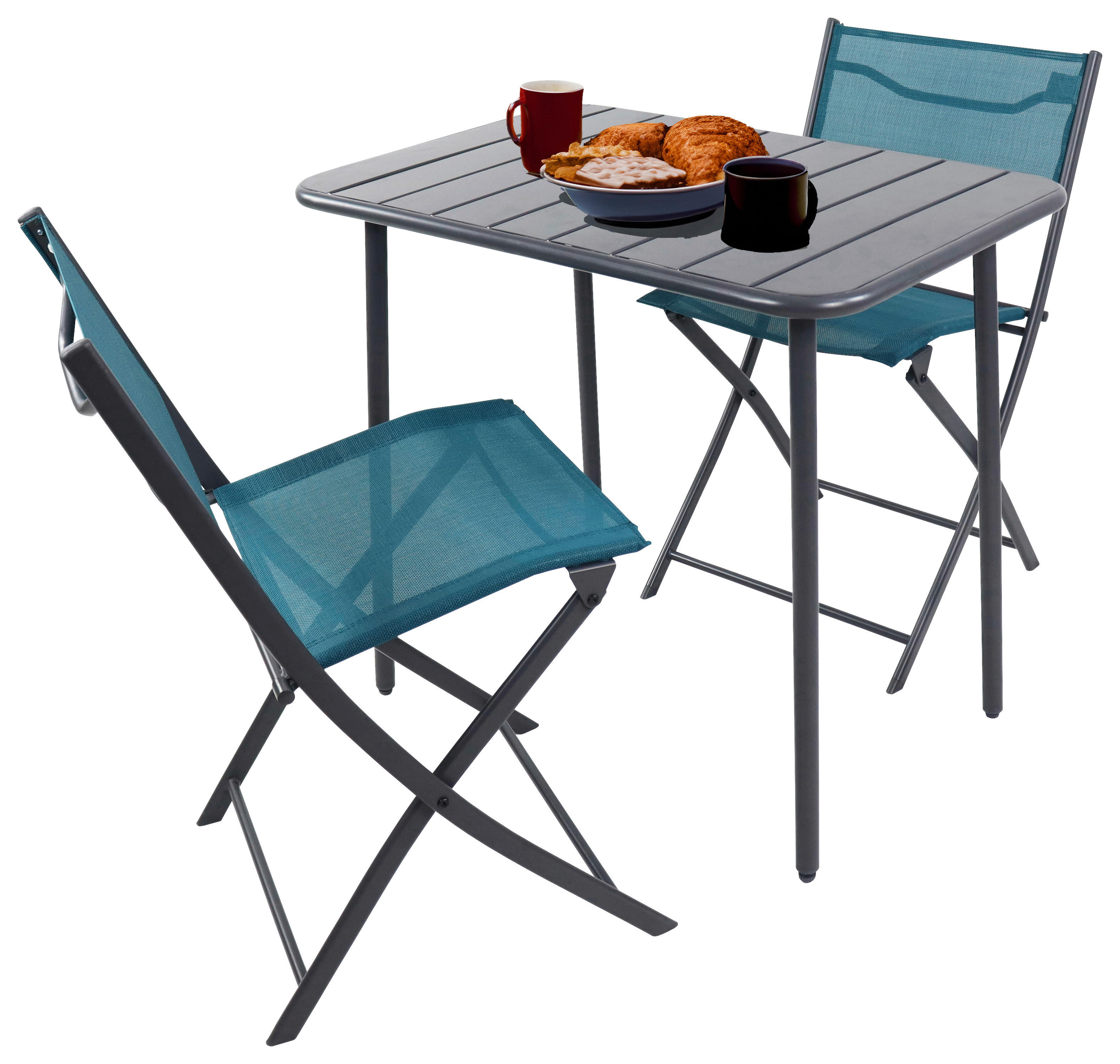 VCM Gartensitzgruppe Sumila türkis Stahl B/H/L: ca. 80x72x55 cm Sumila - türkis (55,00/80,00/72,00cm) - VCM
