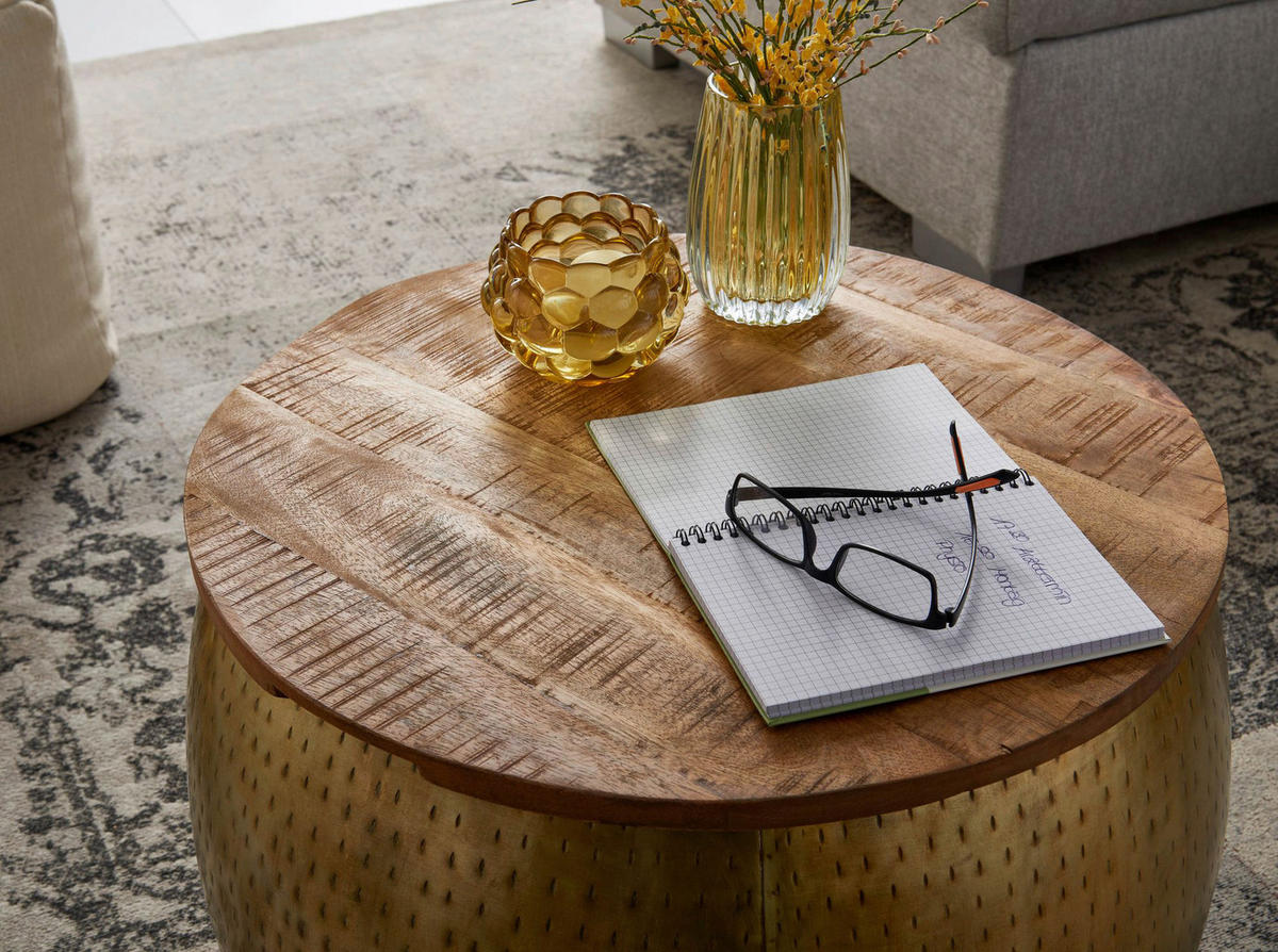 Couchtisch gold braun B/H/T: ca. 60x40x60 cm Couchtisch - braun/gold (60,00/40,00/60,00cm) - Wohnling