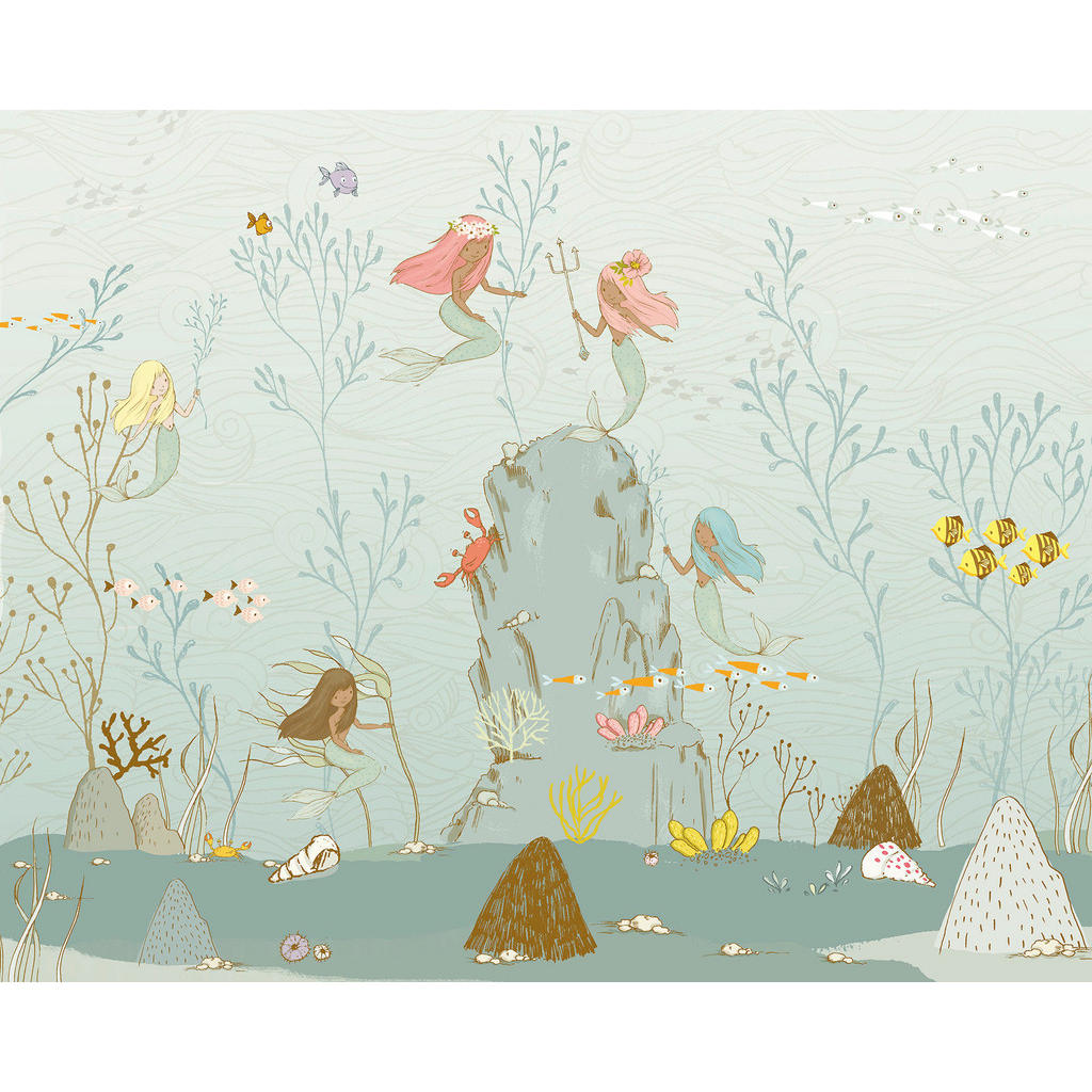 Komar Fototapete Mermaids, glatt, bedruckt, Comic, Retro, mehrfarbig, BxH: 350x280 cm, glatt, bedruckt