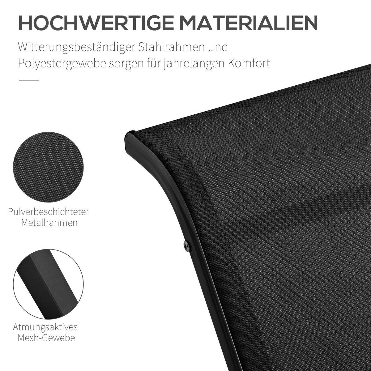 Outsunny Gartenliege-Set mit Tisch schwarz Netzstoff B/H/L: ca. 169x66x59 cm Gartenliege-Set mit Tisch - schwarz (59,00/169,00/66,00cm) - Outsunny