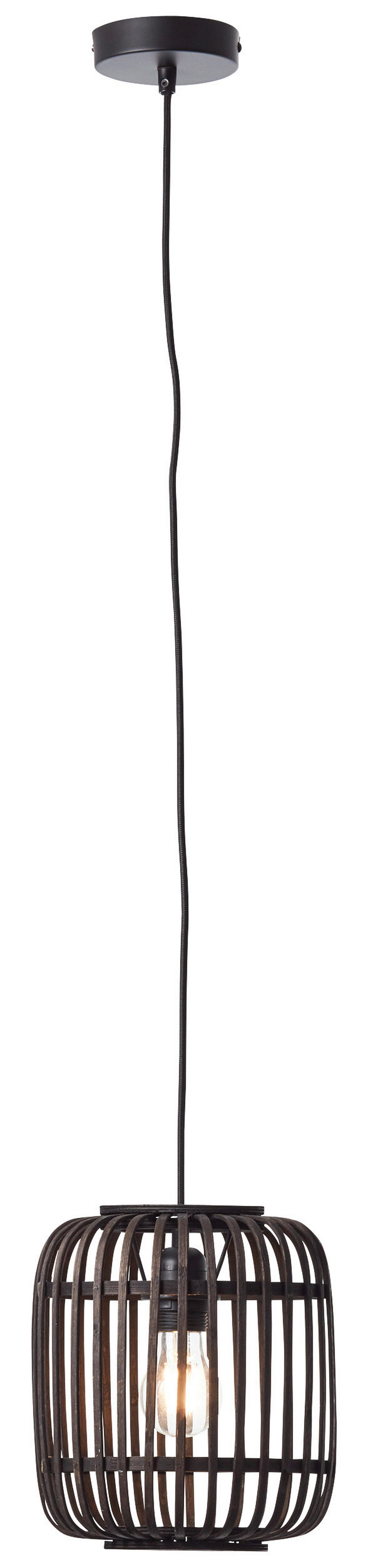 Brilliant Pendelleuchte Woodrow 93777/76 natur schwarz Bambus Metall B/H/T: ca. 21x130x21 cm E27 1 Brennstellen Pendelleuchte Woodrow 93777/76 - natur/schwarz (21,00/130,00/21,00cm) - Brilliant