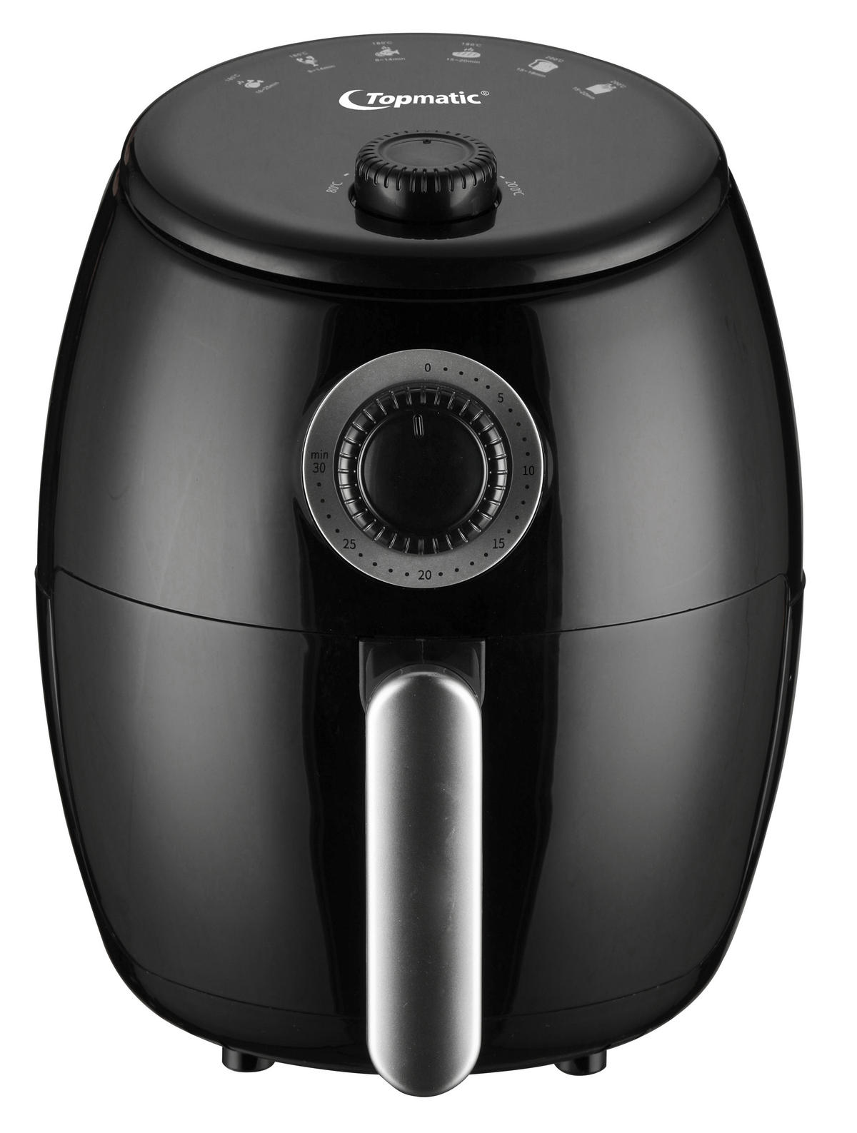 Topmatic Heißluftfritteuse AF-1000M schwarz Kunststoff B/H/T: ca. 25x30x25 cm ca. 2 l Heißluftfritteuse AF-1000M - schwarz (25,00/30,00/25,00cm) - Topmatic