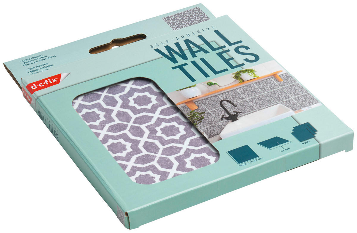d-c-fix Wandfliese selbstklebend grau B/L: ca. 15,25x15,25 cm Wandfliesen_d-c-fix_selbstklebend - grau (15,25/15,25cm) - d-c-fix