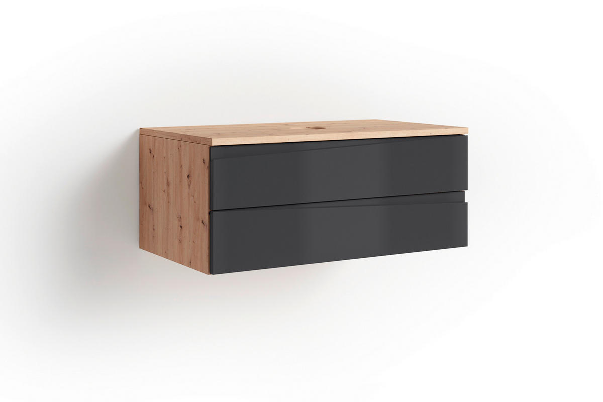 Waschbeckenunterschrank SHAPE Eiche Artisan Nachbildung anthrazit B/H/T: ca. 80x33x47 cm SHAPE - Eiche/anthrazit (80,00/33,00/47,00cm) - byLIVING